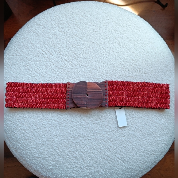 Handcrafted Beaded Stretchable Belt with a Wooden Buckle - Picture 11 of 11
